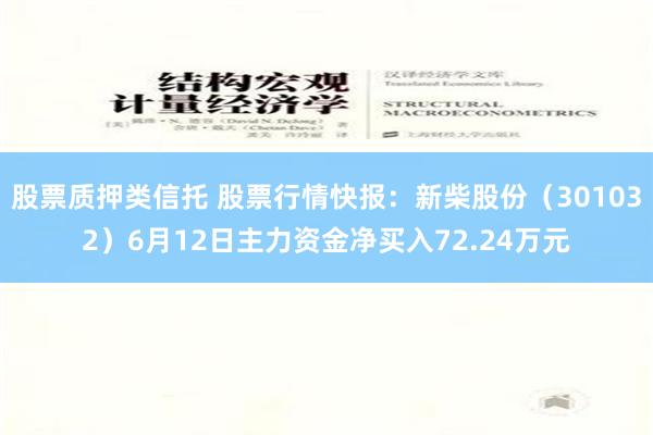 股票质押类信托 股票行情快报：新柴股份（301032）6月12日主力资金净买入72.24万元