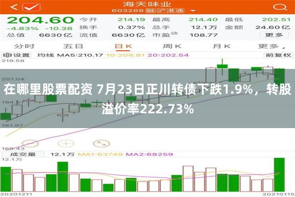 在哪里股票配资 7月23日正川转债下跌1.9%，转股溢价率222.73%