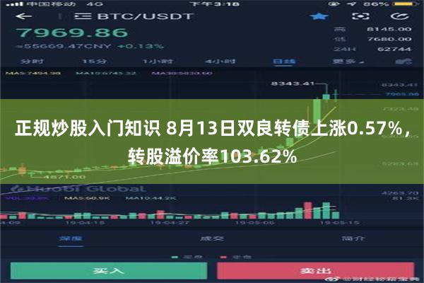 正规炒股入门知识 8月13日双良转债上涨0.57%，转股溢价率103.62%