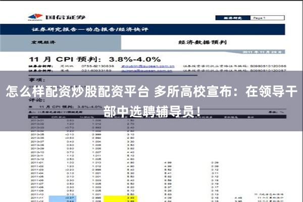 怎么样配资炒股配资平台 多所高校宣布：在领导干部中选聘辅导员！